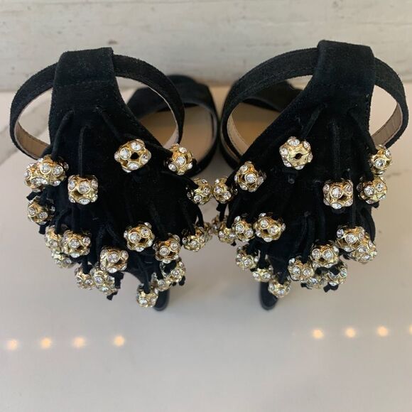 BCBG black strap heels with heel charms - Picture 4 of 8